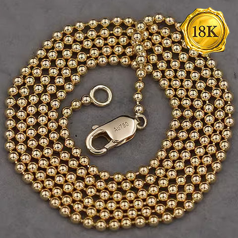 24INCH BEAD CHAIN 18KT SOLID GOLD MENS NECKLACE