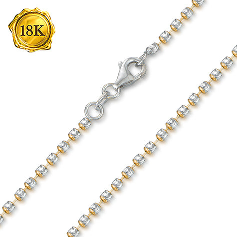 20 INCH DIAMOND-CUT BEAD AU750 CHAIN 18KT SOLID GOLD MENS NECKLACE