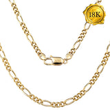 UNISEX 24 INCH FIGARO CHAIN 18KT SOLID GOLD NECKLACE