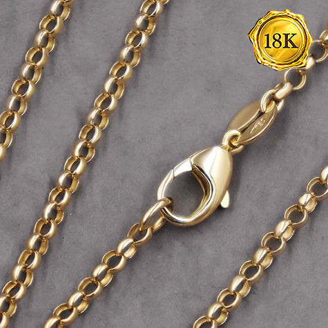 24 INCH ROLO AU750 CHAIN 18KT SOLID GOLD MENS NECKLACE