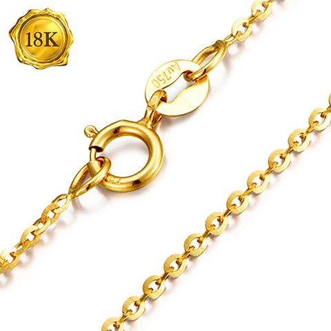 18 INCHES 18KT SOLID GOLD CABLE CHAIN