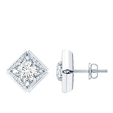 Lab Grown Diamond Art Deco Stud Earrings 925 Sterling Silver