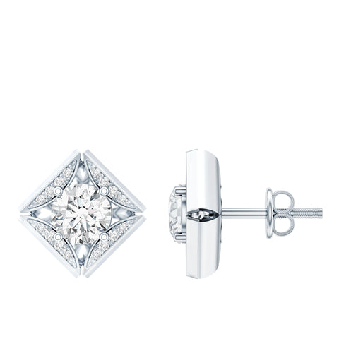 Lab Grown Diamond Art Deco Stud Earrings 925 Sterling Silver