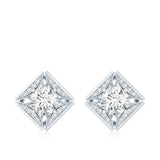 Lab Grown Diamond Art Deco Stud Earrings 925 Sterling Silver