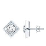 Lab Grown Diamond Art Deco Stud Earrings 925 Sterling Silver