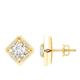 Lab Grown Diamond Art Deco Stud Earrings 925 Sterling Silver