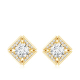 Lab Grown Diamond Art Deco Stud Earrings 925 Sterling Silver