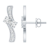 Lab Grown Diamond Two Stone Stud Earrings 925 Sterling Silver