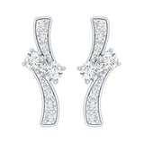 Lab Grown Diamond Two Stone Stud Earrings 925 Sterling Silver