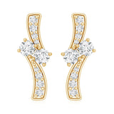 Lab Grown Diamond Two Stone Stud Earrings 925 Sterling Silver