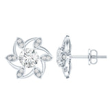 Lab Grown Diamond Floral Earrings 925 Sterling Silver