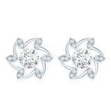 Lab Grown Diamond Floral Earrings 925 Sterling Silver