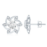 Lab Grown Diamond Floral Earrings 925 Sterling Silver