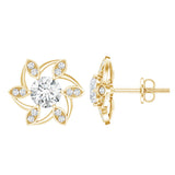Lab Grown Diamond Floral Earrings 925 Sterling Silver