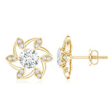 Lab Grown Diamond Floral Earrings 925 Sterling Silver