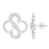 Lab Grown Diamond Floral Stud Earrings 925 Sterling Silver