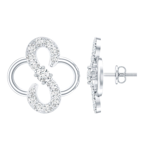 Lab Grown Diamond Floral Stud Earrings 925 Sterling Silver