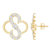 Lab Grown Diamond Floral Stud Earrings 925 Sterling Silver