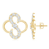 Lab Grown Diamond Floral Stud Earrings 925 Sterling Silver