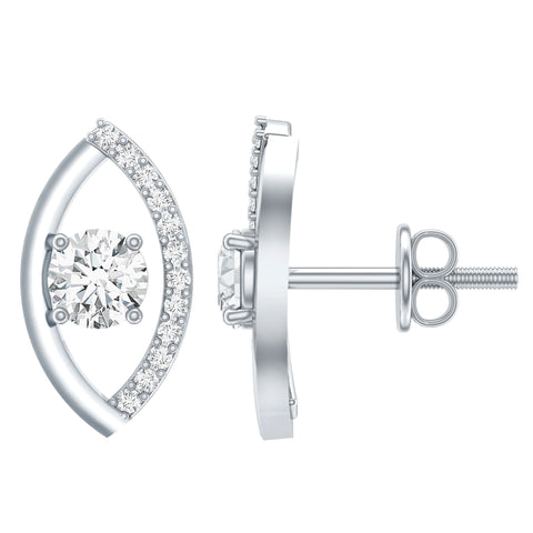 Lab Grown Diamond Leaf Stud Earrings 925 Sterling Silver