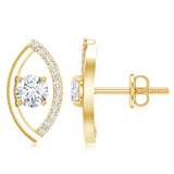 Lab Grown Diamond Leaf Stud Earrings 925 Sterling Silver