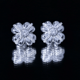 Lab Grown Diamond Flower Stud Earrings 925 Sterling Silver