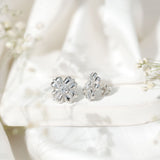 Lab Grown Diamond Flower Stud Earrings 925 Sterling Silver
