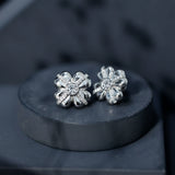 Lab Grown Diamond Flower Stud Earrings 925 Sterling Silver