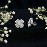 Lab Grown Diamond Flower Stud Earrings 925 Sterling Silver