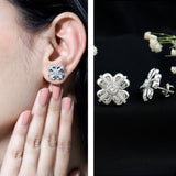 Lab Grown Diamond Flower Stud Earrings 925 Sterling Silver