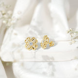Lab Grown Diamond Flower Stud Earrings 925 Sterling Silver