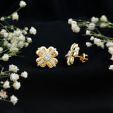 Lab Grown Diamond Flower Stud Earrings 925 Sterling Silver
