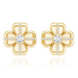 Lab Grown Diamond Flower Stud Earrings 925 Sterling Silver