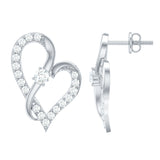 Lab Grown Diamond Heart Stud Earrings for Women 925 Sterling Silver