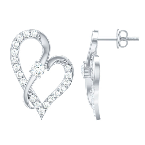 Lab Grown Diamond Heart Stud Earrings for Women 925 Sterling Silver