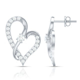 Lab Grown Diamond Heart Stud Earrings for Women 925 Sterling Silver