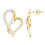 Lab Grown Diamond Heart Stud Earrings for Women 925 Sterling Silver