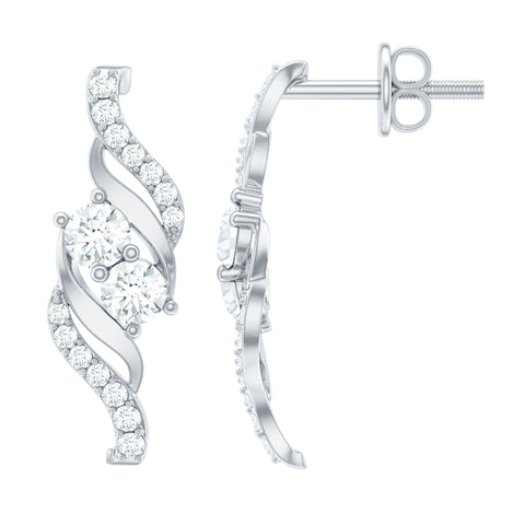 Lab Grown Diamond Minimalist Stud Earrings 925 Sterling Silver