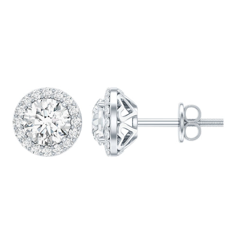 Women's Lab Grown Diamond Stud Earrings 925 Sterling Silver