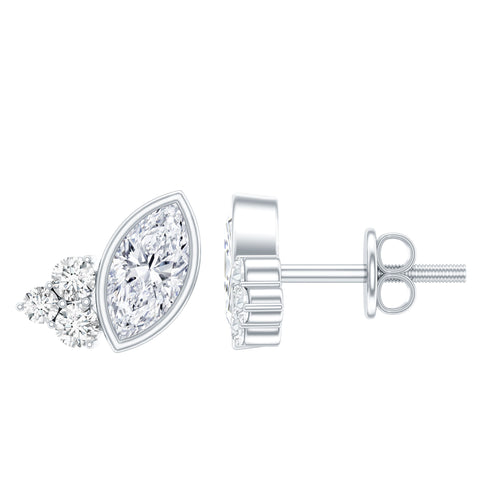 Bezel Set Lab Marquise Diamond Stud Earrings 925 Sterling Silver