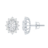 Rosec Jewels-Certified Oval Shaped Lab Grown Diamond Halo Stud Earrings