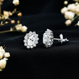 Rosec Jewels-Certified Oval Shaped Lab Grown Diamond Halo Stud Earrings
