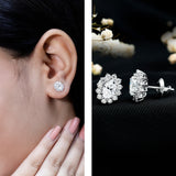 Rosec Jewels-Certified Oval Shaped Lab Grown Diamond Halo Stud Earrings