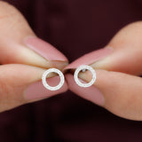 Lab Grown Diamond Circle Stud Earrings  925 Sterling Silver