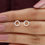 Lab Grown Diamond Circle Stud Earrings  925 Sterling Silver