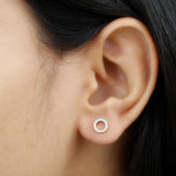 Lab Grown Diamond Circle Stud Earrings  925 Sterling Silver