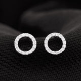 Lab Grown Diamond Circle Stud Earrings  925 Sterling Silver