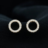 Lab Grown Diamond Circle Stud Earrings  925 Sterling Silver