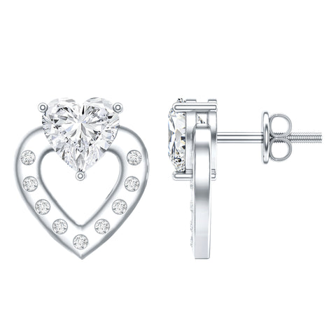 Lab Grown Diamond Heart Studs 925 Sterling Silver