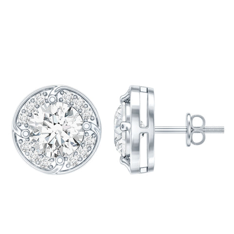 lab grown diamond halo stud earrings 925 sterling silver